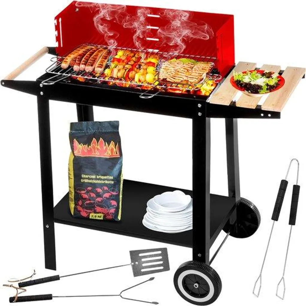 Barbecue familial au charbon 50 cm idéal pour terrasse et repas d'été
