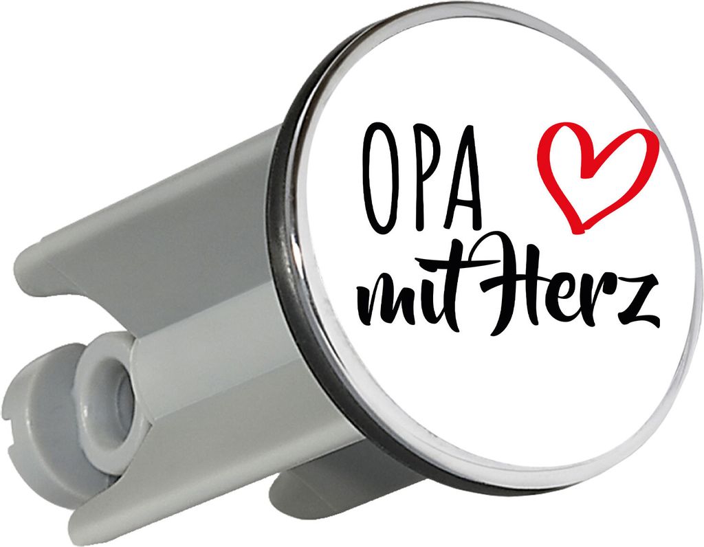 Huuraa Waschbeckenstöpsel Opa mit Herz 4cm höhenverstellbar Abflussstopfen Geschenkidee