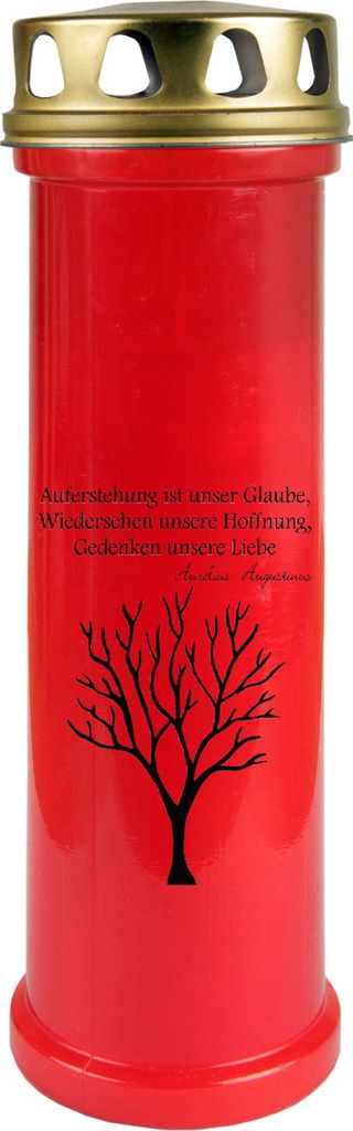 Grabkerze Rot, Brenndauer: 100 Stunden ( 4 Tage ), Motiv: Baum