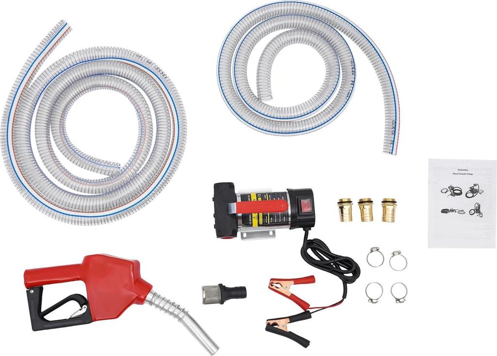 Dieselpumpe & Kraftstoff-Transferpumpe - 12V Elektrisch Selbstansaugend - 45 l/min - 175 W - 4 m Schlauch - Automatische Zapfpistole - Kupfer & Gus...