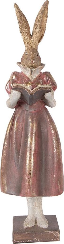 Clayre & Eef Dekorationsfigur Kaninchen 13x12x47 cm Goldfarbig Kunststoff