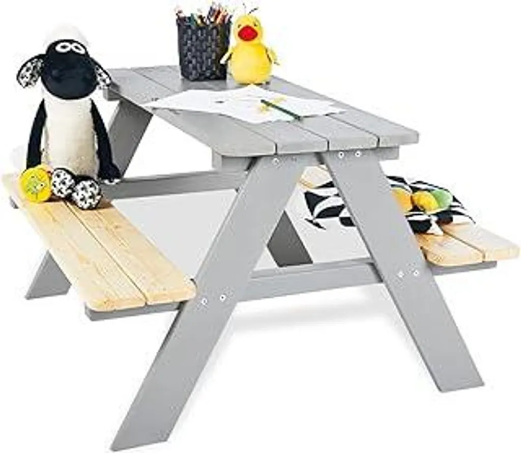 Set Mobili Asilo Pinolino Nicki Grigio - Tavolo Gioco Esterno Bambini