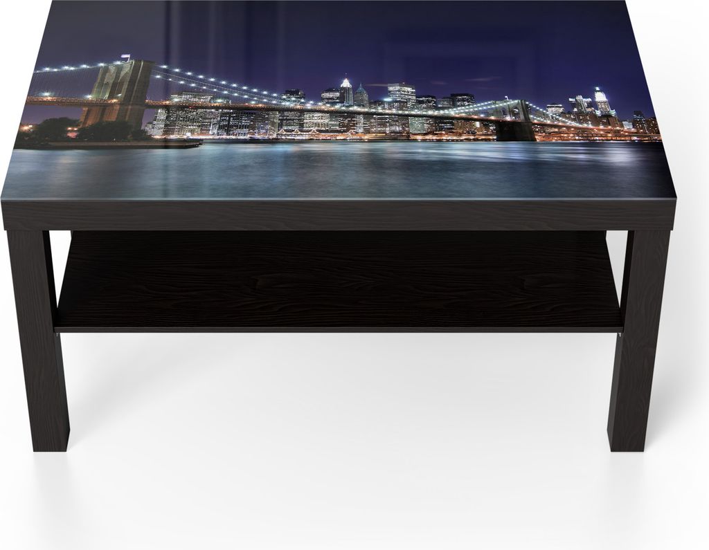 DEQORI Couchtisch 90x55 cm Schwarz 'Städtischer Nachtglanz' Glas Beistelltisch Glastisch modern