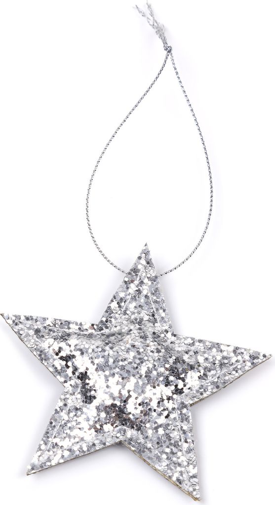 Oblique Unique 2er Set Sterne Anhänger Weihnachten Glitzer Aufhänger Deko für Advent Weihnachtsdeko Baumschmuck - silber