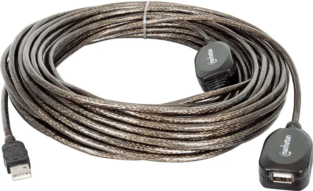 Rallonge USB Active 20m Manhattan Câble Répétiteur Haute Qualité Gris
