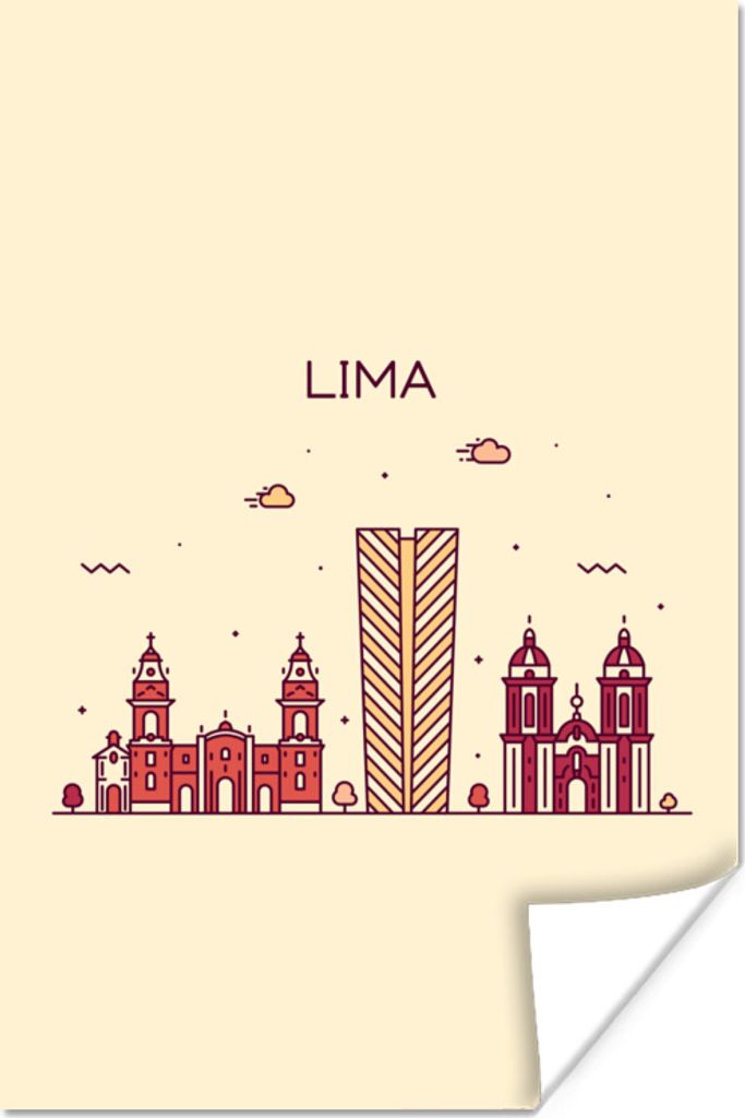 MuchoWow Poster Skyline - Lima - Peru 80x120 cm - Papierdruck