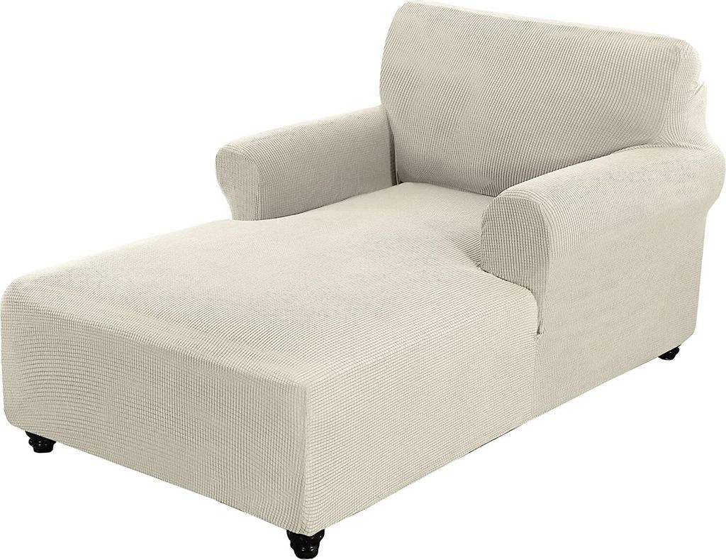 Chaiselongue Bezug Stretch Chaiselongue Schonbezug für Wohnzimmer Chaiselongue mit Doppelarm Chaiselongue Abdeckung für Chaiselongue,Natur