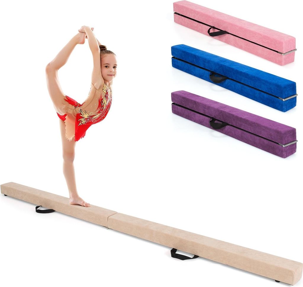 Klappbarer Turnbalken, 210 cm, wildlederartige Oberfläche