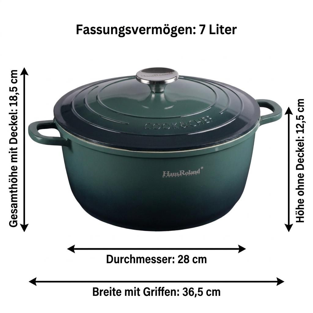 Kochtopf 7 L Ø 28 cm mit Glasdeckel – Aluminiumtopf