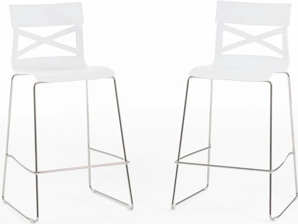 Chaise haute de cuisine 65 cm pour îlot central et comptoir blanc