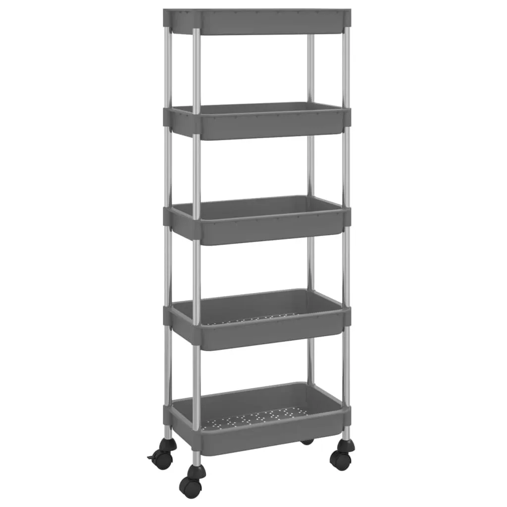 Trolley Portaoggetti 5 Ripiani Grigio 42x29x128cm | Offerta Professionale