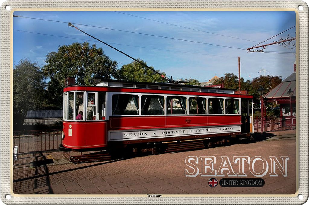 Blechschild Städte Seaton Tramway UK England 30x20cm
