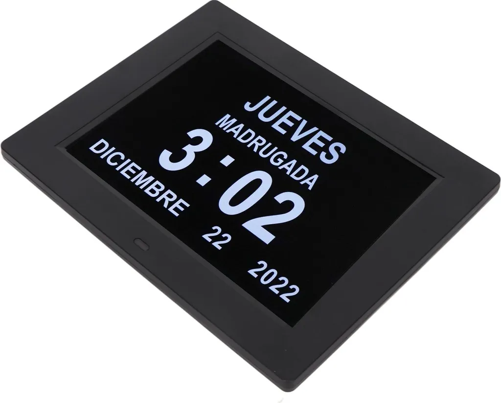 Horloge numérique 8 pouces : calendrier lisible et protection yeux