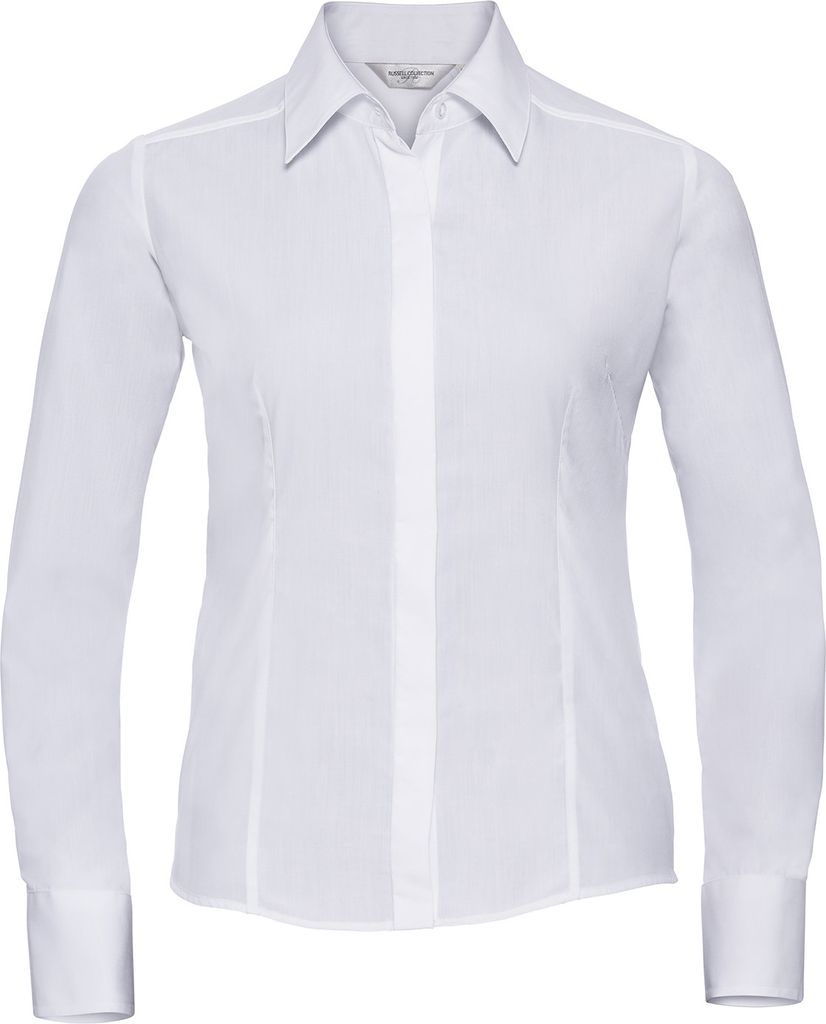 Russell Collection - Hemd Pflegeleicht für Damen Langärmlig RW9468 (4XL) (Weiß)
