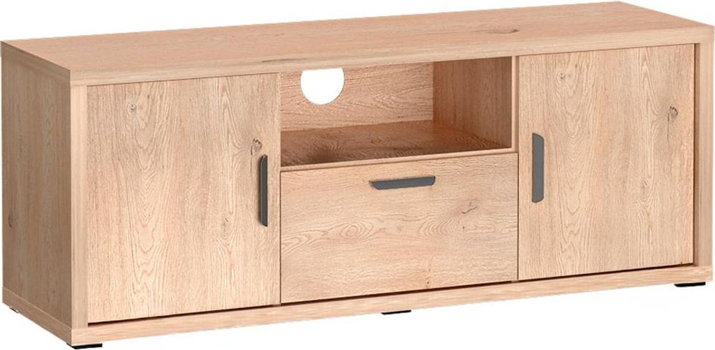 Wohnzimmer-Lowboard 139 cm breit in Eiche mit 2 Türen, 1 Schublade & Softclose-Funktion GENOVA-161