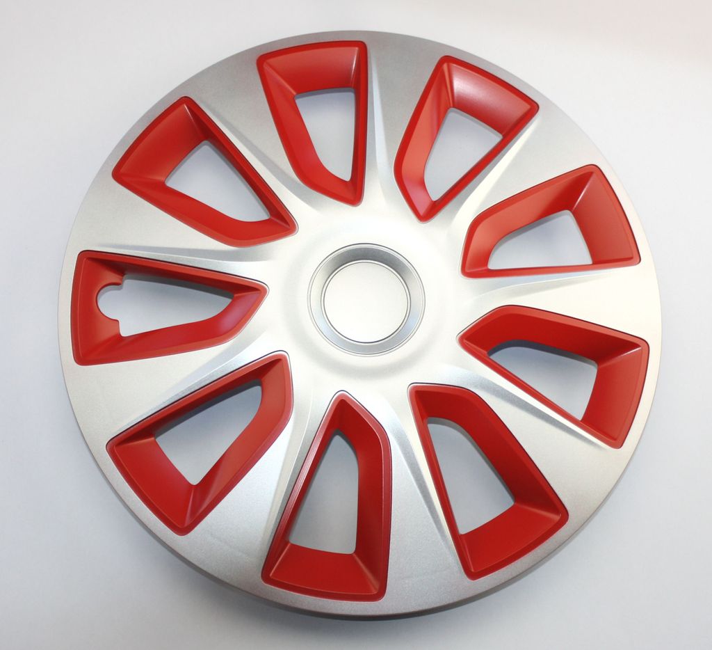 SET Radkappen Radzierblenden 4er Satz 13 Stratos silver-red