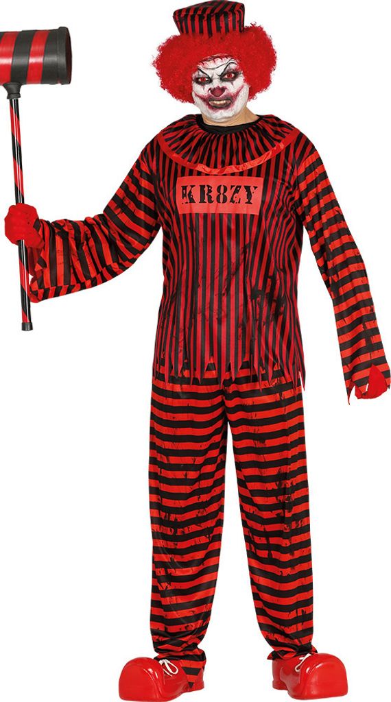 Psycho-Clownkostüm Halloween schwarz-rot
