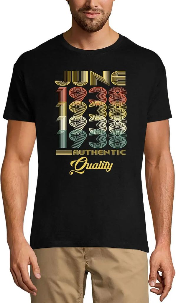 Herren Grafik T-Shirt Juni 1938 – June 1938 – Geschenk 82. Geburtstag Jahrestag 82 Jahre Jubiläum 82 Jährige Mann Jahrgang 1942 Kurzarm Lusti...