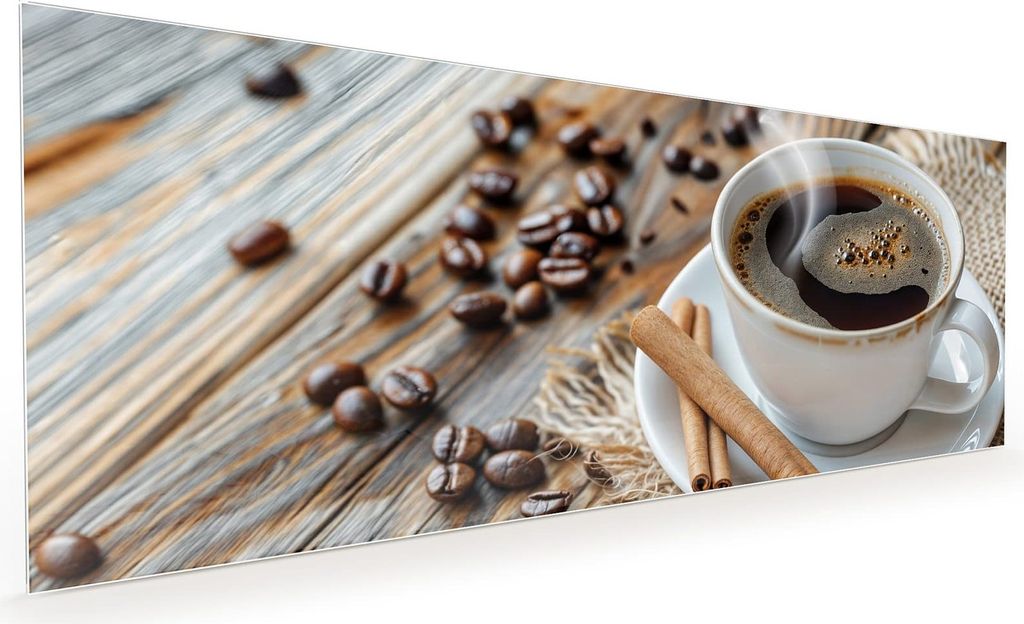 Küchenrückwand Spritzschutz Glas mit Motiv Kaffee und Zimt 40 x 40 cm
