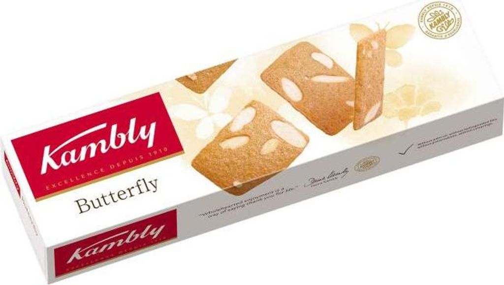 Kambly Butterfly hauchdünnes Butter Feingebäck mit Mandeln Produktbild 