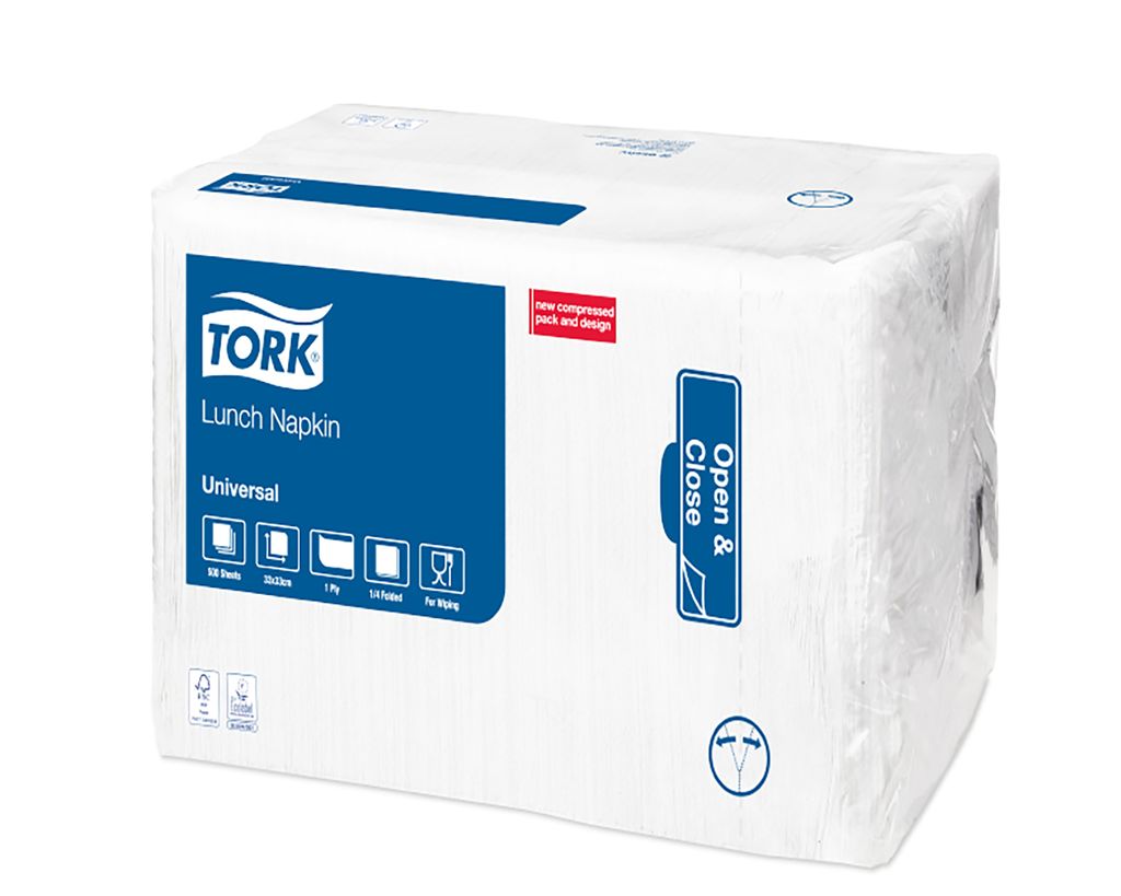 Tork 509300 Lunchserviette Weiß Universal 1-lagig | Karton (8 Packungen)
