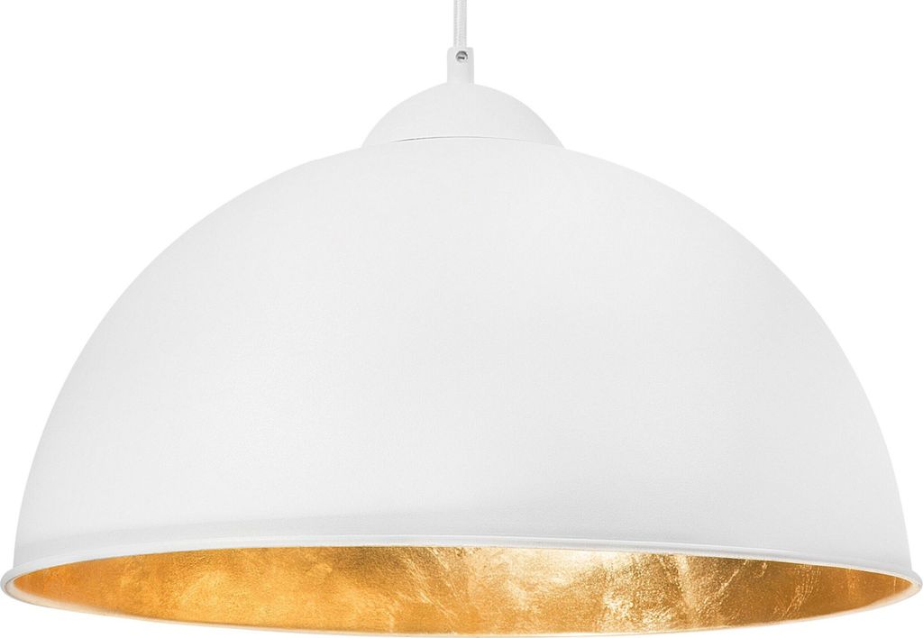 BELIANI Hängeleuchte Weiß und Gold Metall Halbkugel Industrie Look für Wohn- Schlaf- und Esszimmer
