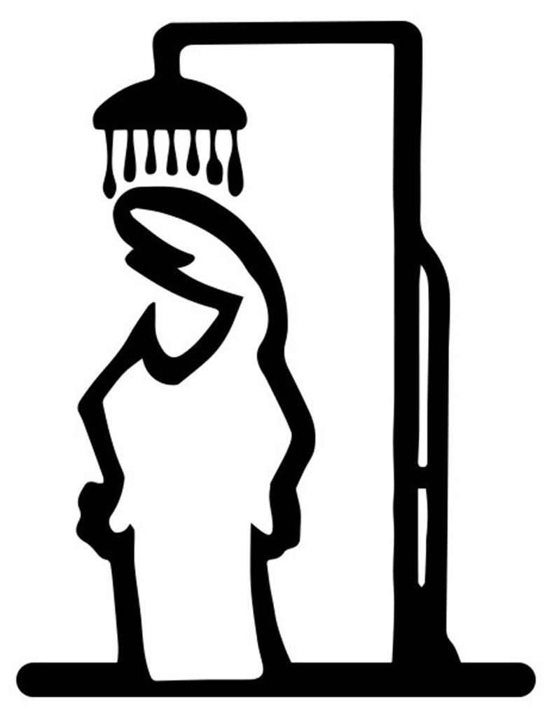 Schwarzes Metall-Badezimmerschild mit Duschmotiv, minimalistische Linienführung, rustikales Türschild, lustiger Türaufsatz für Badezimmerdekora...