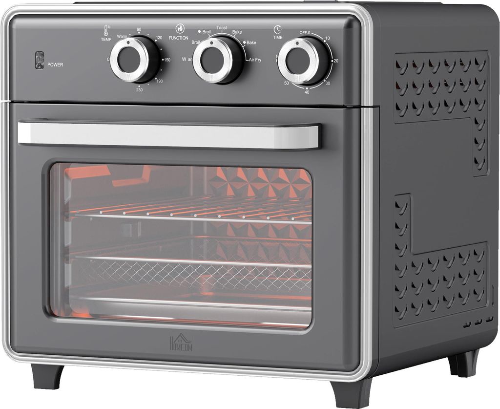 Kompaktbackofen 20L Grau mit 360° Heißluft, Grillrost, Krümelblech und 5 Funktionen