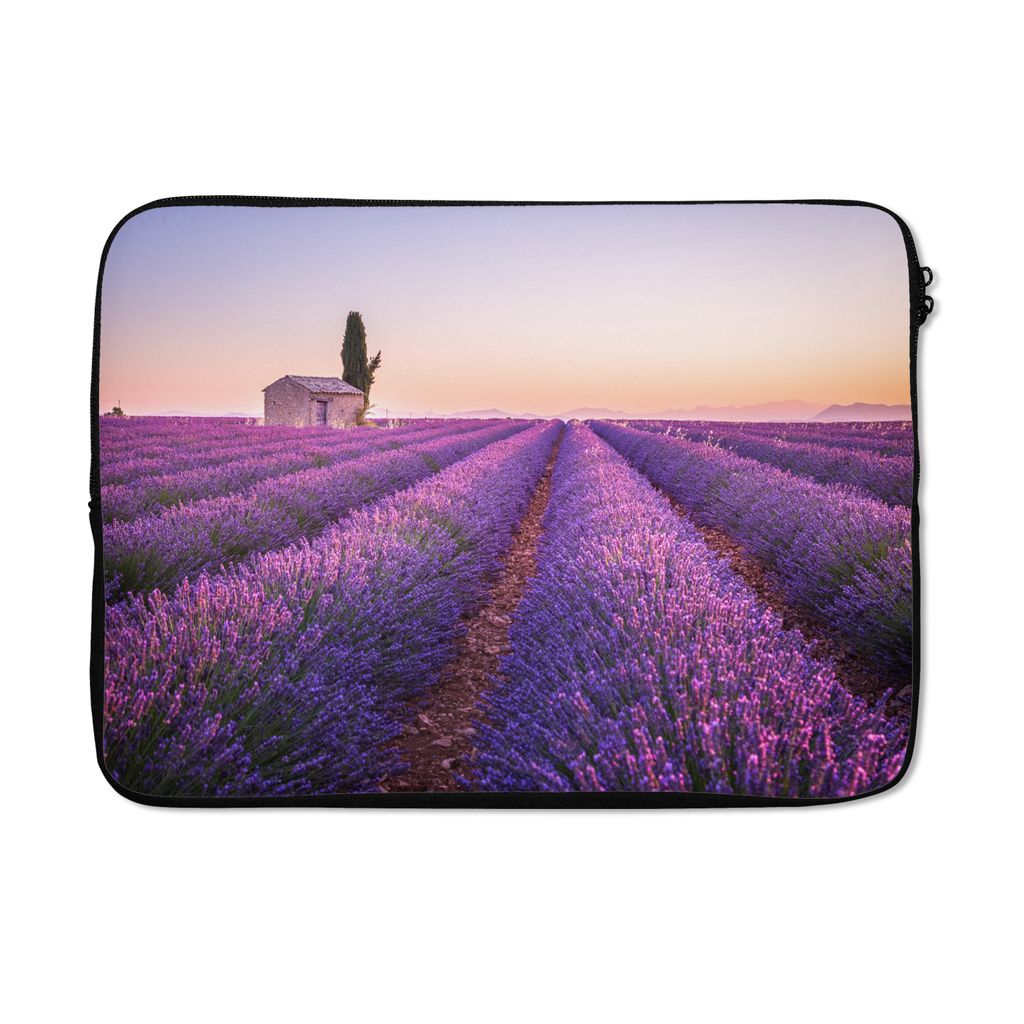 MuchoWow Laptop Hülle 13 Zoll Lavendel - Sonnenuntergang - Lila - Blumen Laptoptasche - Laptophülle - Sleeve - Rundumschutz
