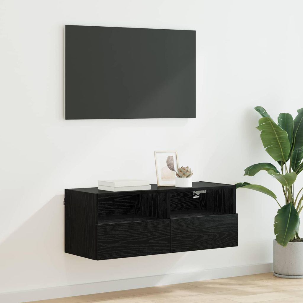 Maison Exclusive - TV-Wandschrank Schwarz Eichen-Optik 80 x 30 x 30 cm