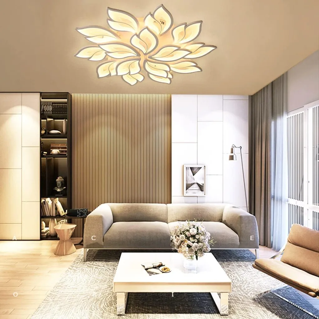 Grand Lustre Plafonnier LED Design 15 Pétales 100W Intensité Variable - 6