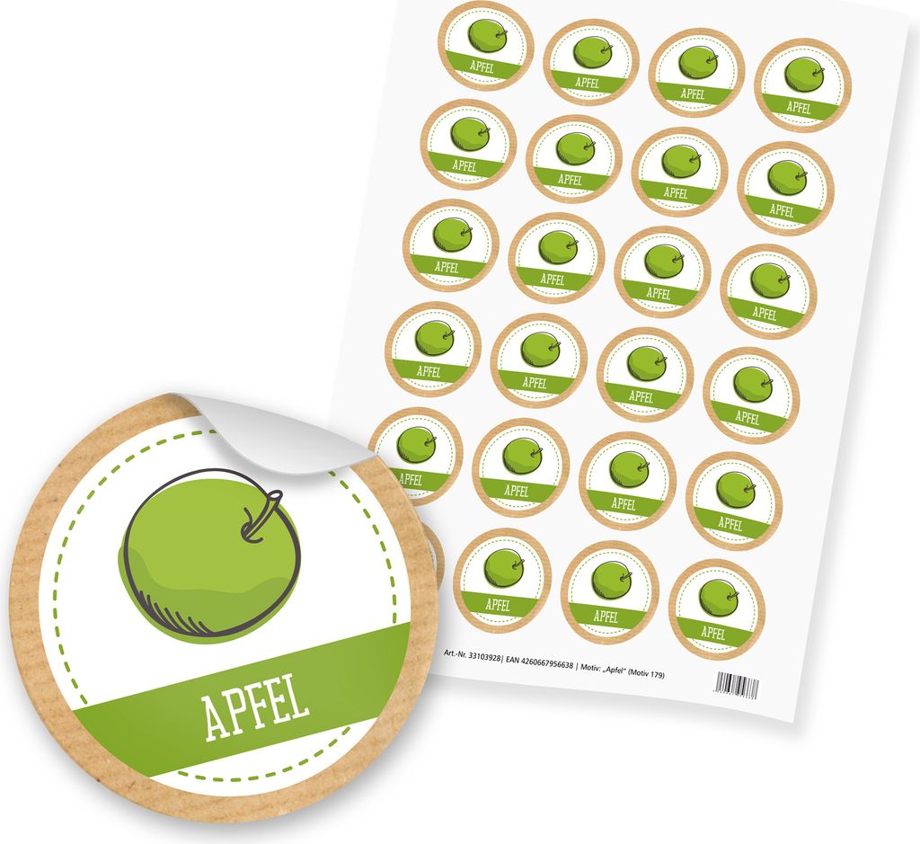 itenga 24x Sticker "Apfel" (Motiv 179) Produktbild 