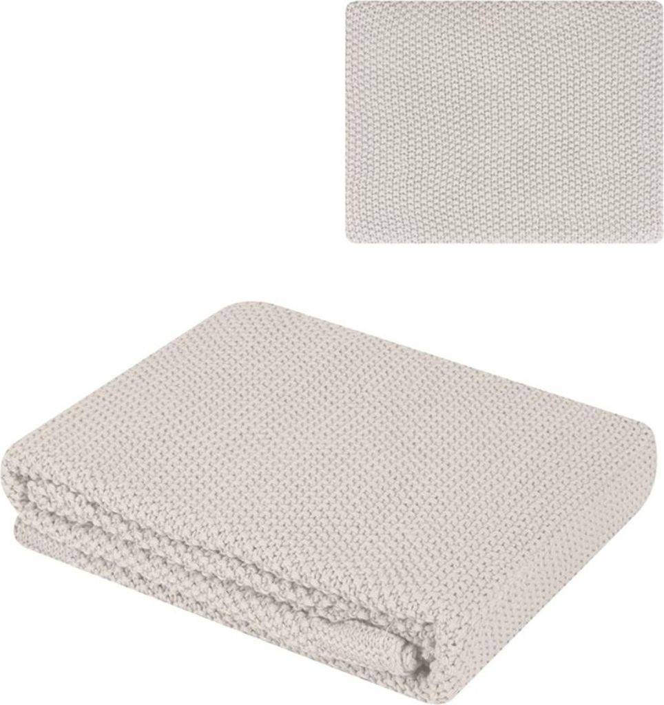 Kikka boo Babydecke Dream Big gestrickt,100% Baumwolle 100 x 75 cm Kuscheldecke beige