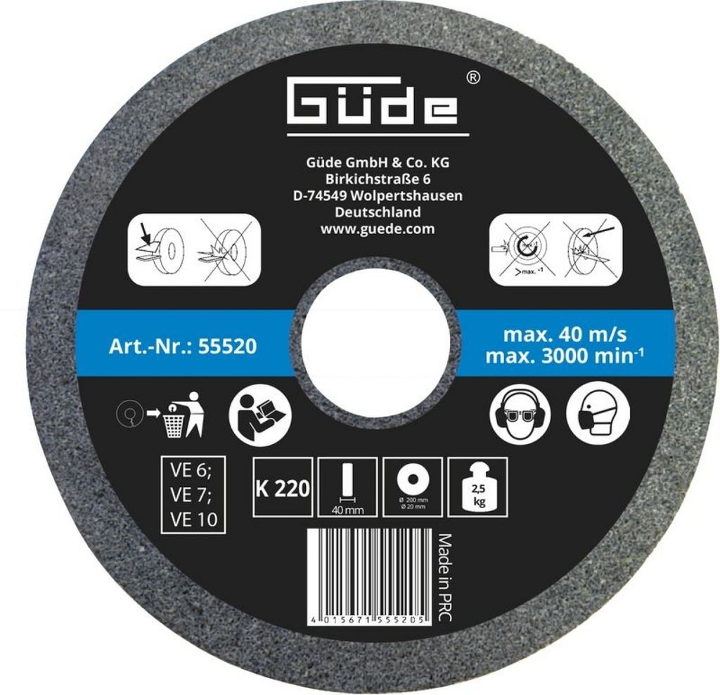 GÜDE Nass-Schleif-Scheibe 200 x 40 x 20 mm