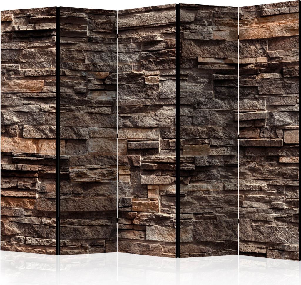 Akusticher Raumteiler stein Foto Paravent 225x172 cm beidseitig auf Vlies-Leinwand bedruckt Akustikschaum Trennwand Spanische Wand Sichtschutz Home...