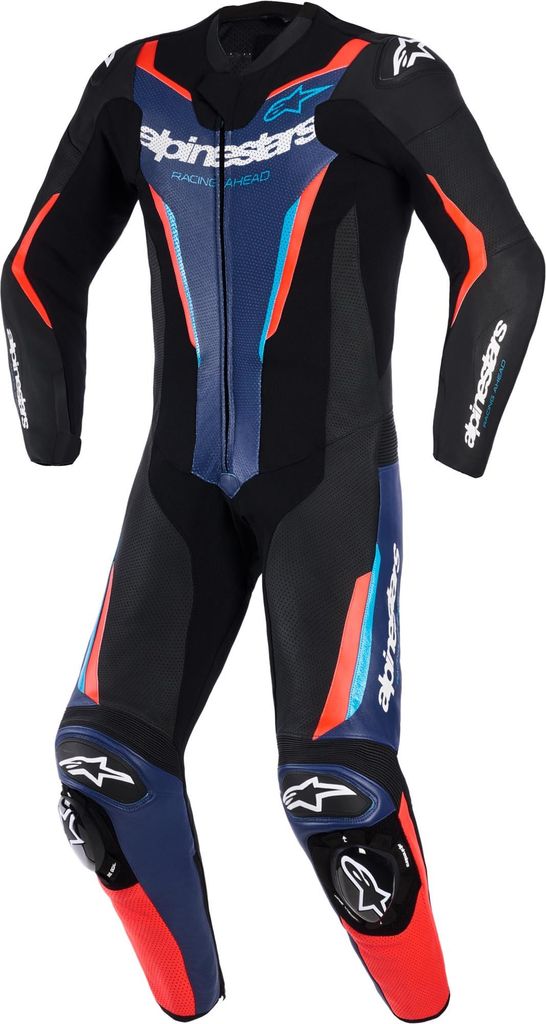 Alpinestars GP Force V2 1-Teiler Motorrad Lederkombi, schwarz/blau/rot, 54