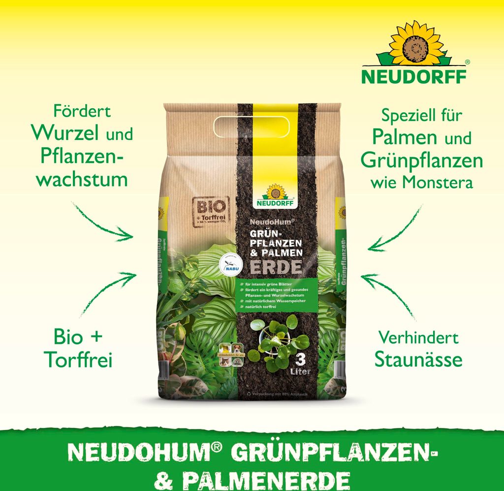 Neudorff NeudoHum Grünpflanzen & PalmenErde - 3 Liter Produktbild 4