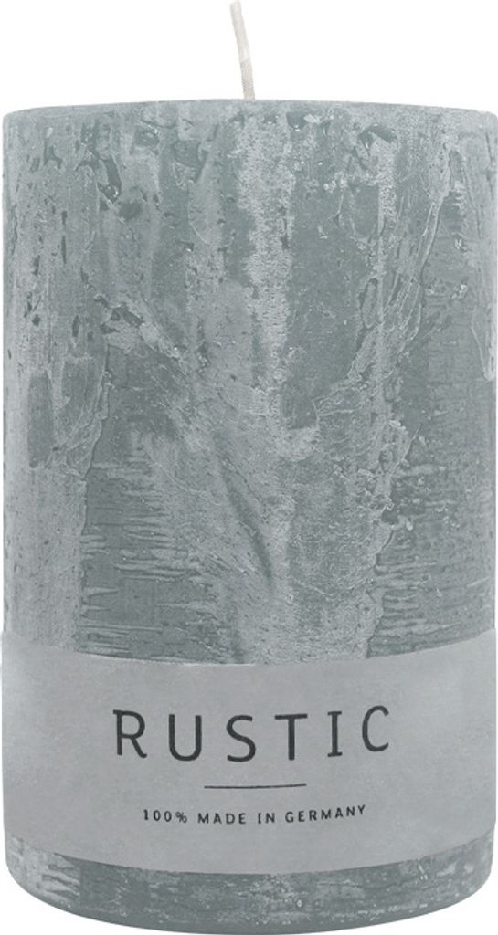 Stumpenkerze aus Paraffin, Silbergrau, Rustic, WENZEL, Produktbild 