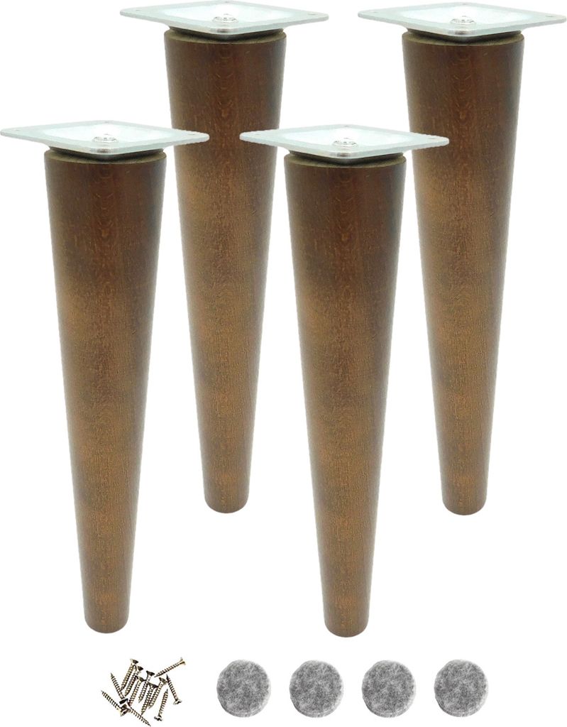 4x Holzfüße Möbelfüße gerade 25 cm Befestigung Buche nussbaum gebeizt