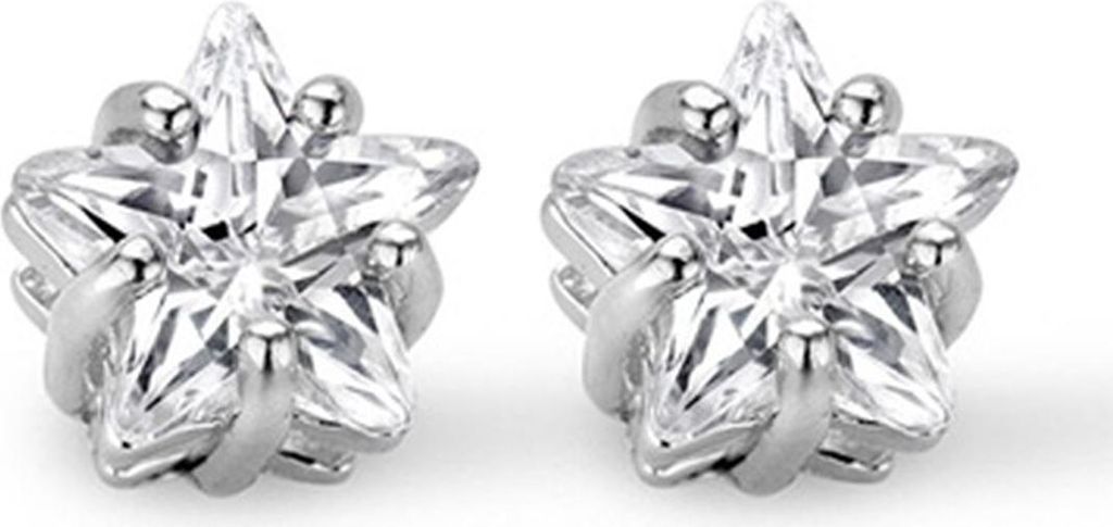 New Bling 9NB-0449 Silberner Stern Ohrstecker mit Zirkonia - Silber - Zirkonia - 4mm - Stern - Silberfarben