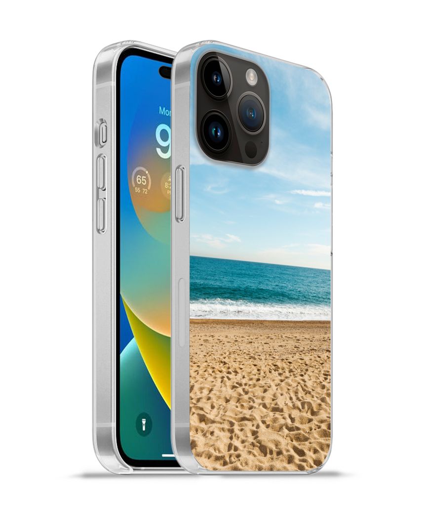 MuchoWow Handyhülle Schutzhülle Hülle für Apple iPhone 14 Pro Max Strand - Sand - Meer Silikon Softcase Handy Hülle - Hardcover