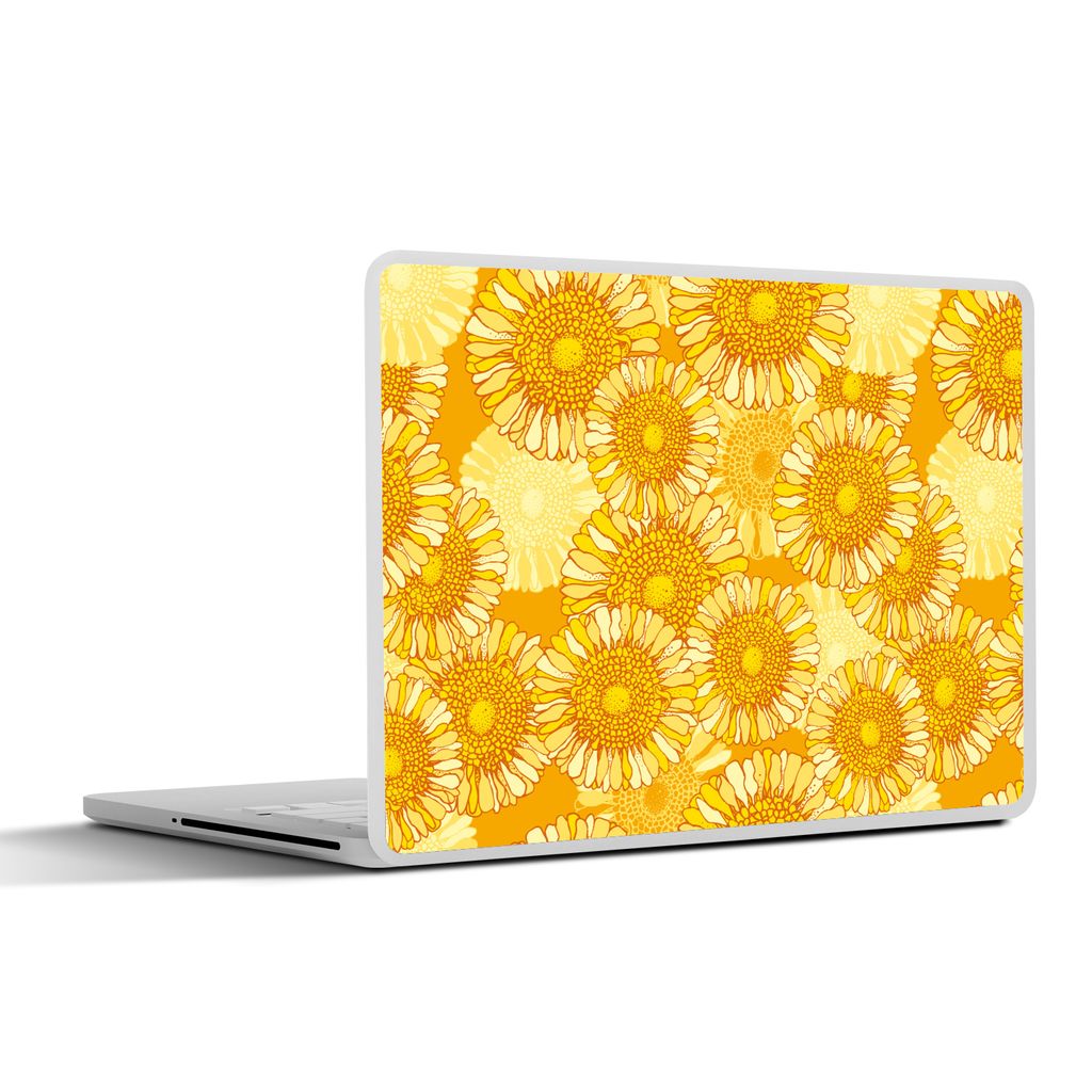 MuchoWow Laptop Aufkleber Sticker Cover Sonnenblume - Sommer - Muster - Blumen 31x22.5 cm - Laptop-Deko