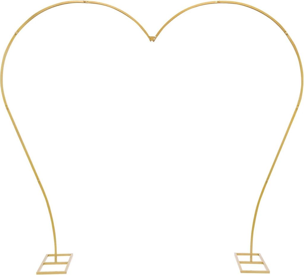 Ballonbogen Ständer - Herzförmiger Hochzeitsbogen - XXL 2,65 x 2,35 m - Metall - Wiederverwendbar - Traglast 8 kg - Gold