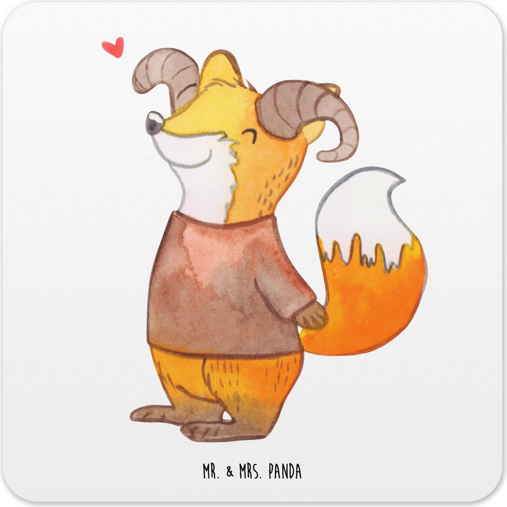 Mr. & Mrs. Panda Untersetzer für Gläser Widder Astologie 6er Set - Weiß - Geschenk, Getränkeuntersetzer, Astrologie, Sternzeichen, Glas-Unterse...