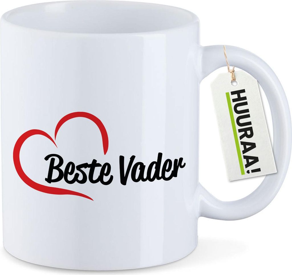 Huuraa Kaffeetasse Beste Vader Hart 330ml Weiß Keramik Kaffeebecher Geschenkidee