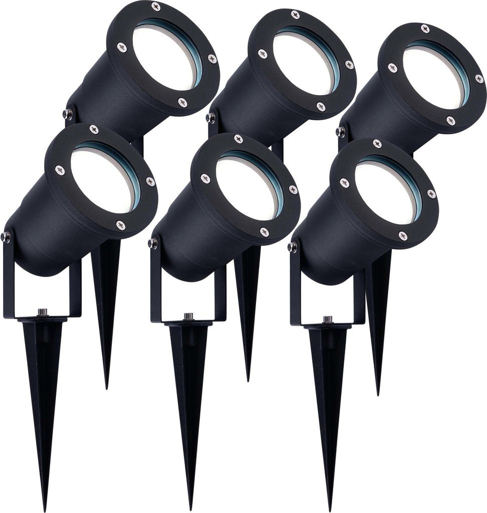Ledvion - 6er Set, Gartenstrahler mit Erdspieß, IP65, 3W, 6500K, 220-240V, Tageslichtweiß, LED Strahler, Gartenbeleuchtung mit Strom, Mit GU10 Le...