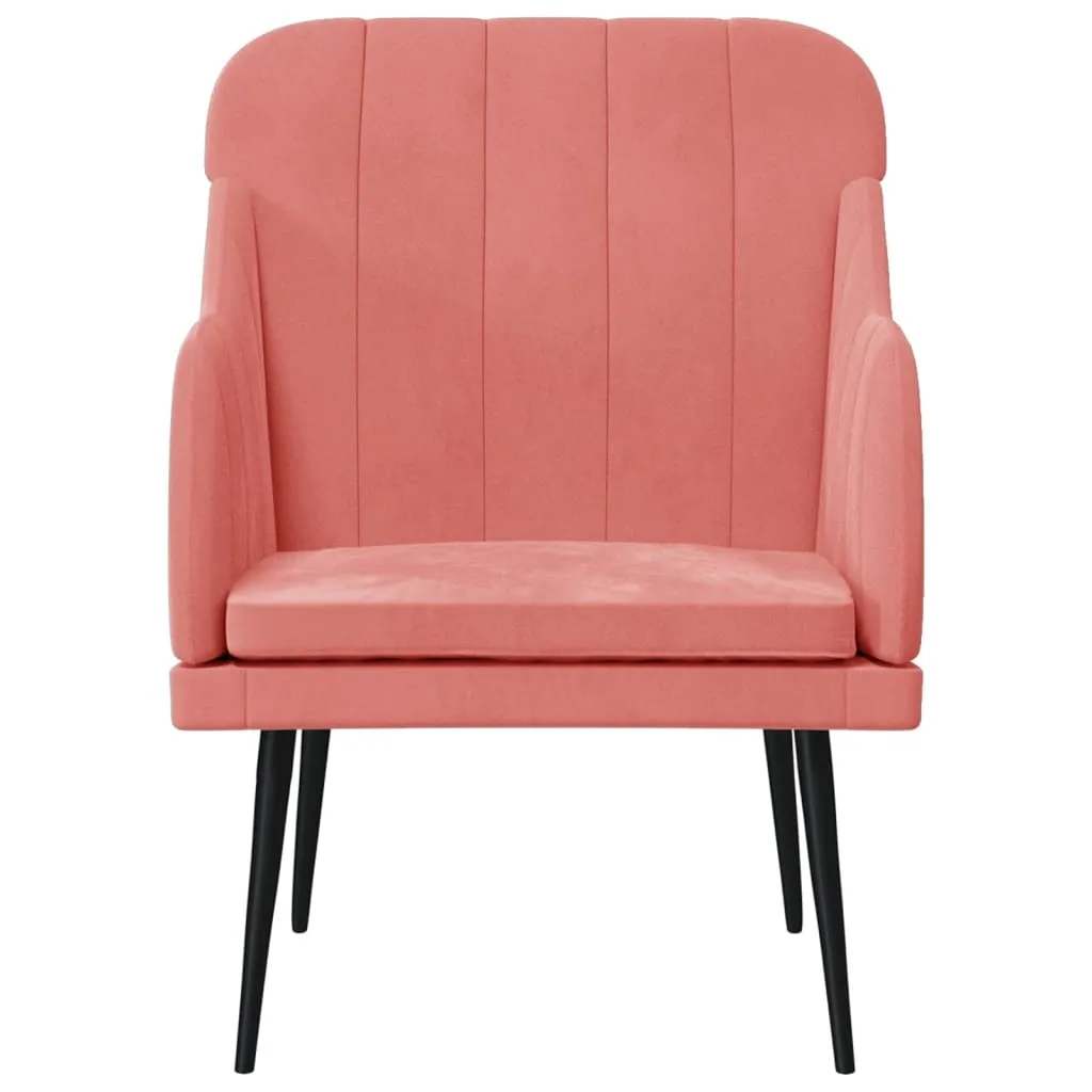 Poltrona in Velluto Rosa vidaXL 63x76x80 cm | Eleganza Minimalista - 3