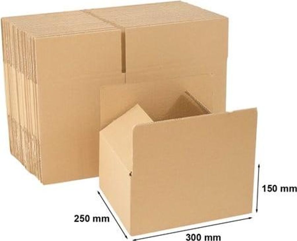 Kartonboxen KARTON 300x250x150 Set mit 10 Stück Größe B FEFCO