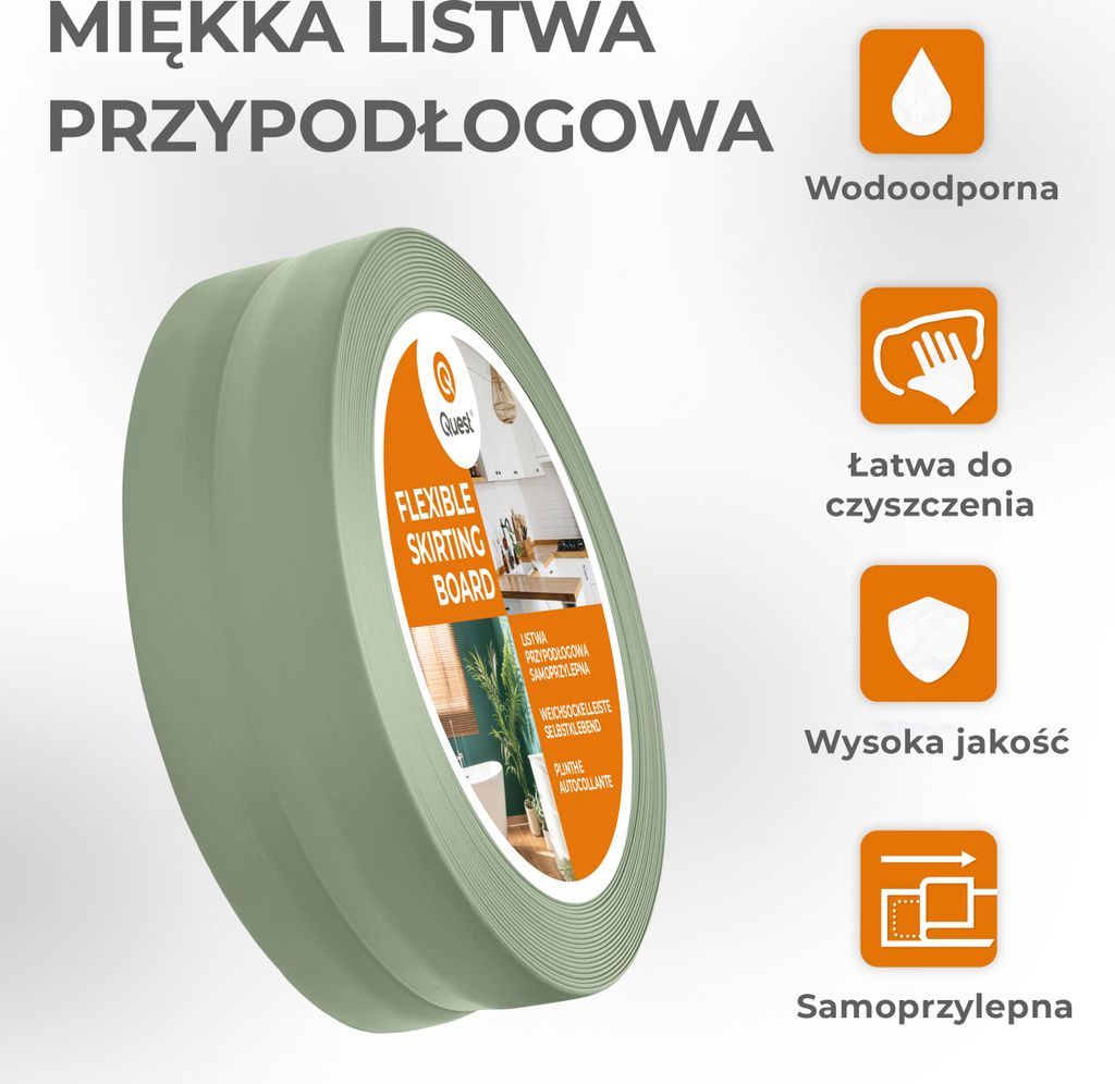 QUEST Listwa przypodłogowa PCV 50x20mm, 5m, samoprzylepna Zdjęcie produktu 