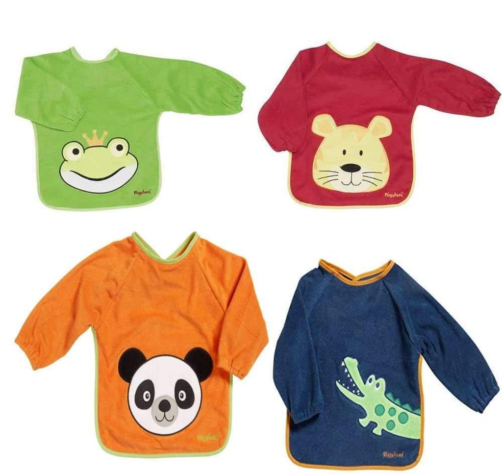 4 Stk. Playshoes Lätzchen mit Ärmel in dunkelblau, rot, Produktbild 